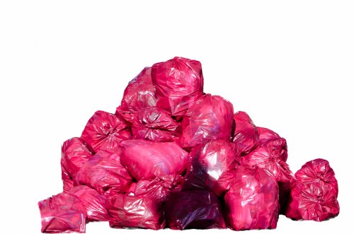 Workers sorting construction waste